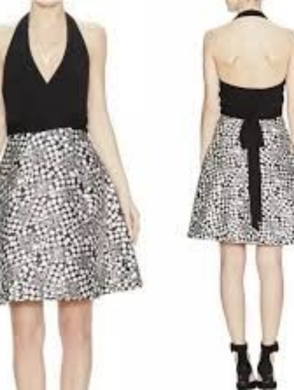 DVF Iconic Designer NWOT Size 8 Black White w Stars Amelia Halter Wrap Design